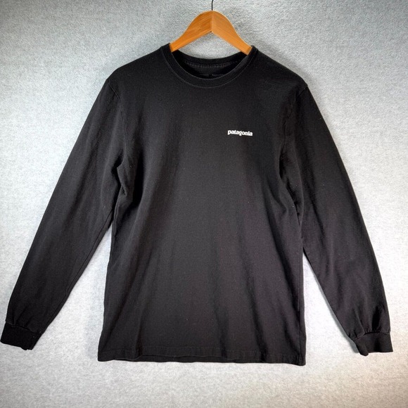 Patagonia P-6 Logo Responsibili T-Shirt Men's‎ Small Black Long Sleeve Crew Neck - Picture 1 of 10